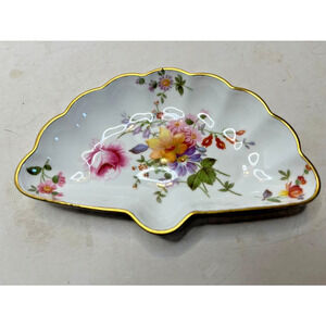Vintage Royal Crown Derby English Bone China Derby Posies Butter Curl Dish Fan